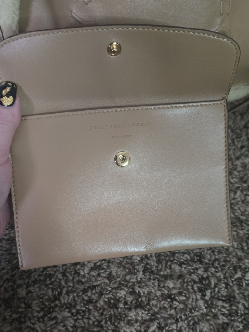 Stella McCartney Tan/Beige Faux Fur Shearling Sherpa Trim Tote W/ Pouch - Picture 5 of 16